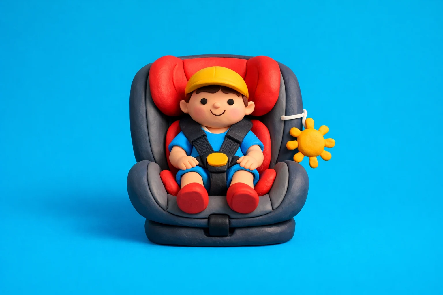 Safe In The Seat Car Seat - claymation artwork
