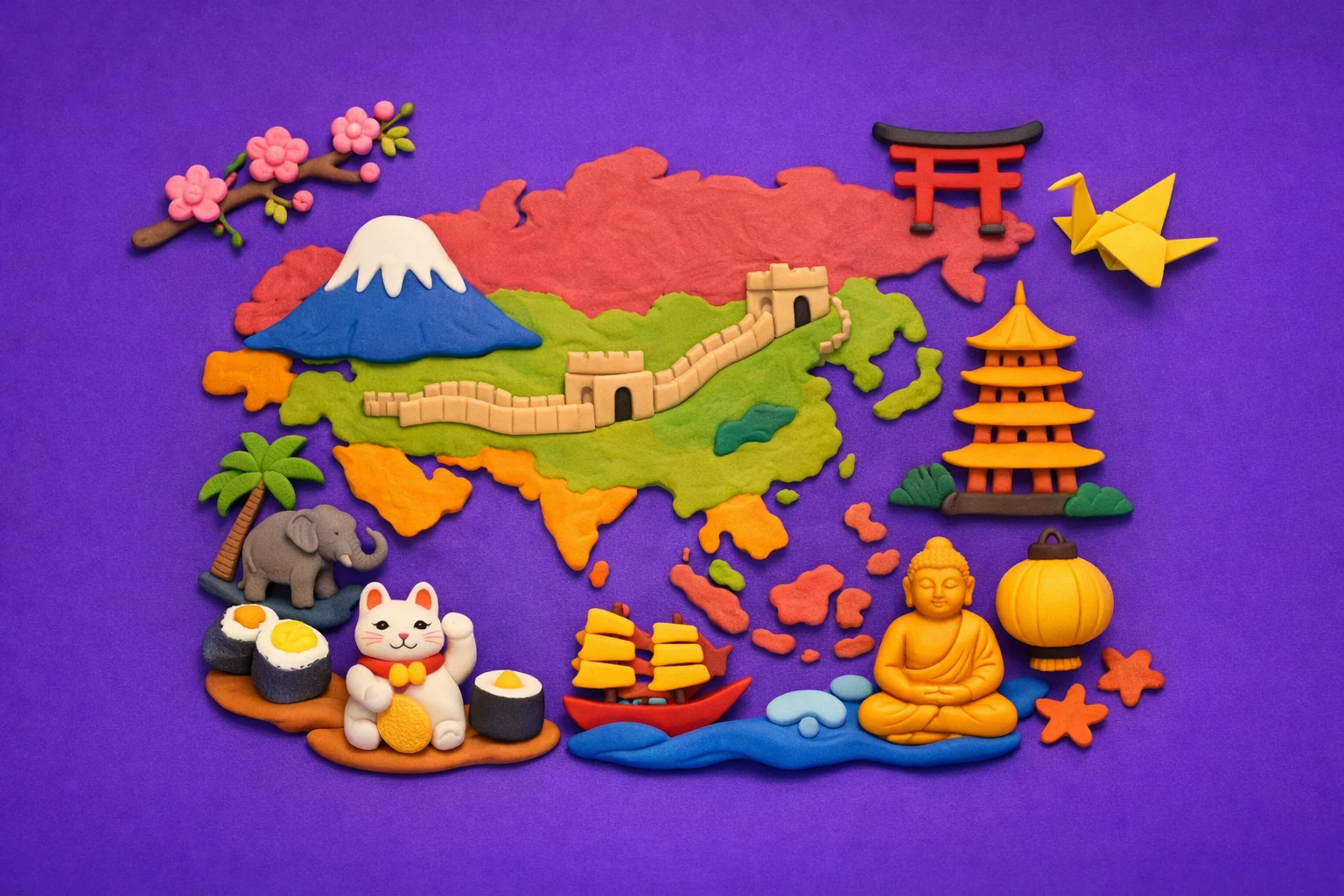 Asian Countries Quiz How Many Can You Name - claymation artwork