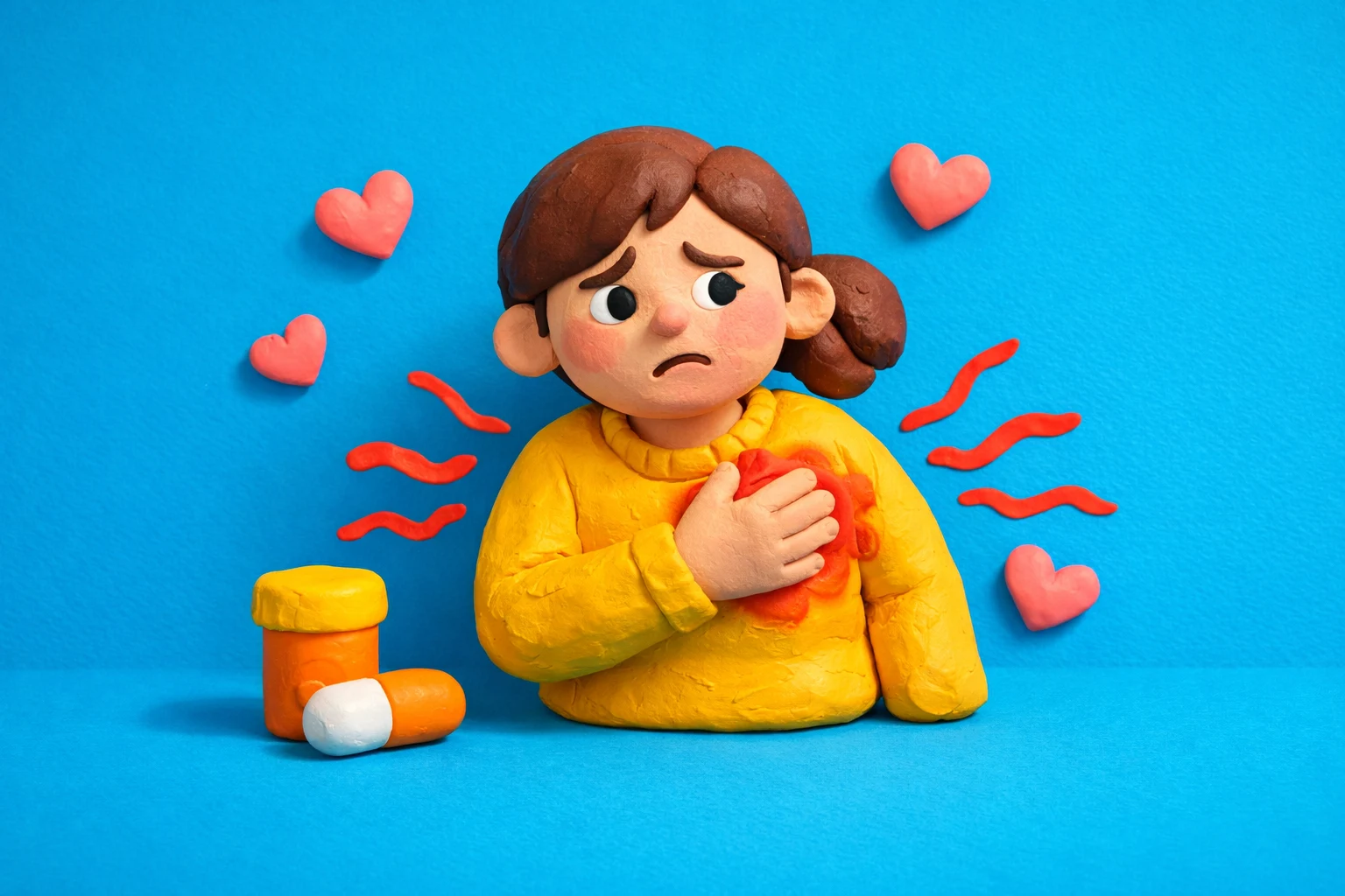 Am I Having A Heart Attack Female - claymation artwork