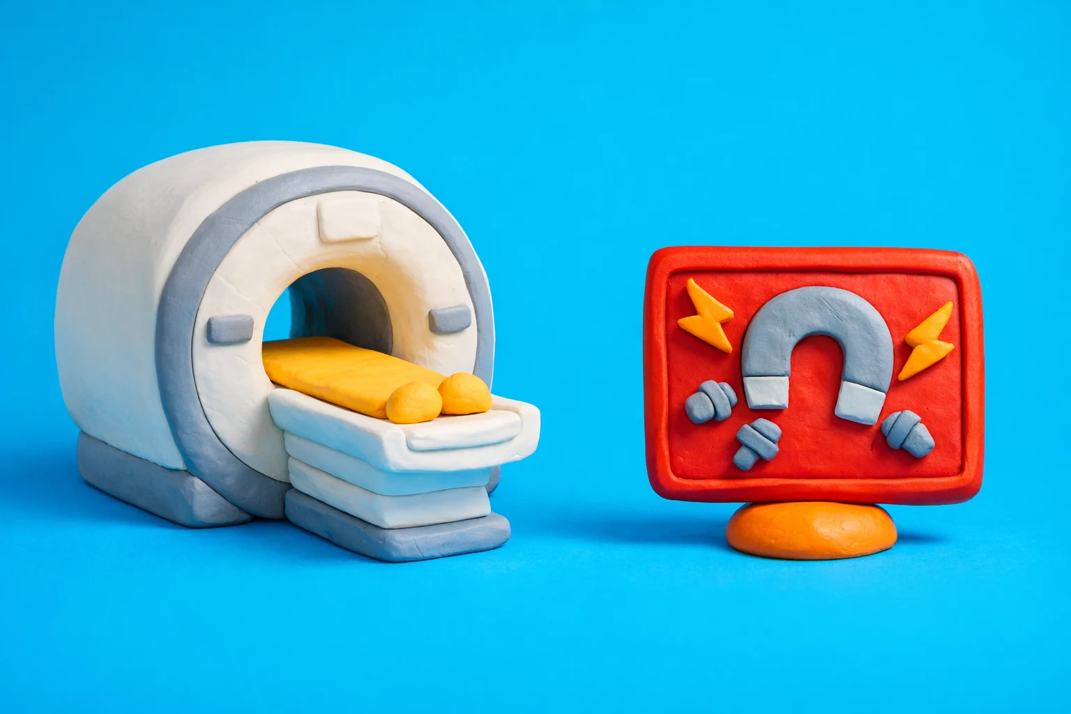 MRI Safety Knowledge - claymation artwork