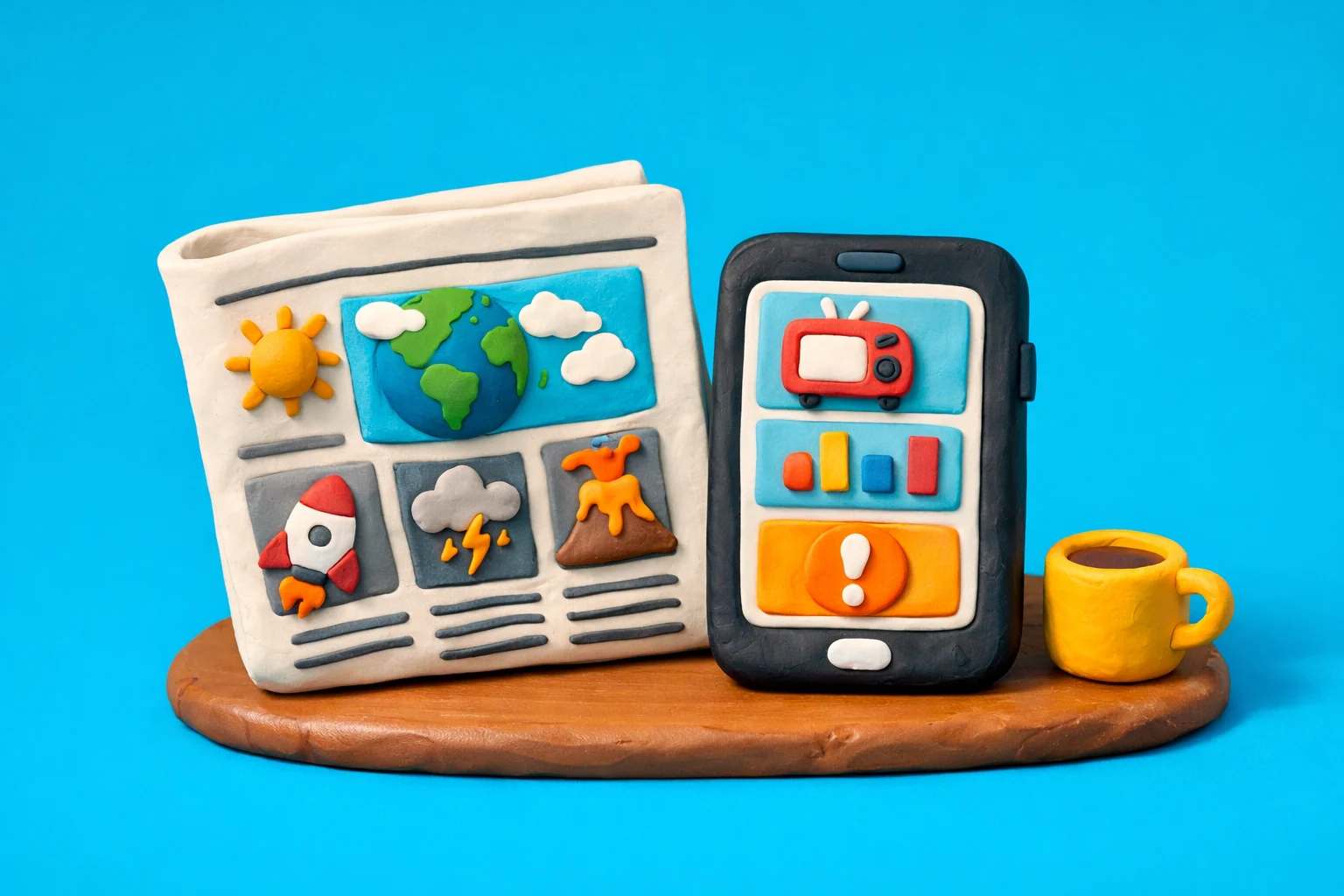 Current Events Trivia Questions - claymation artwork