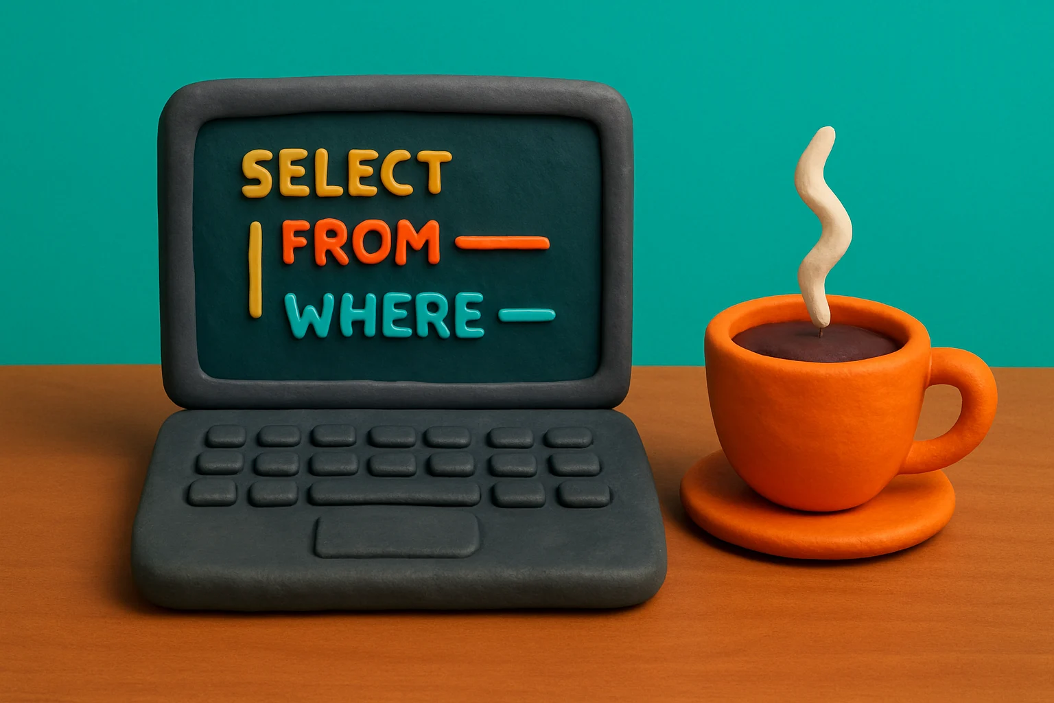 SQL Database Quiz Write the Right Query - claymation artwork